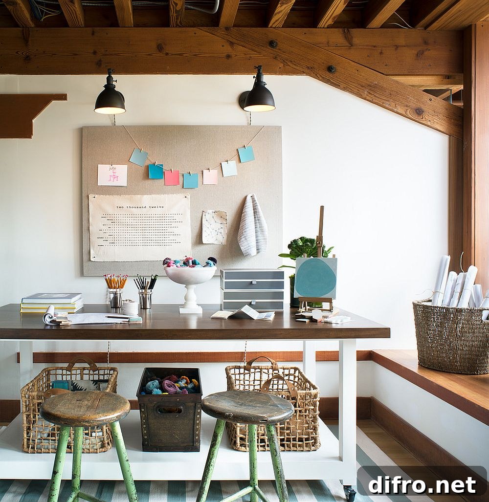 Innovative and cool storage idea for the modern home office and crafts room [Design: Jute Interior Design]