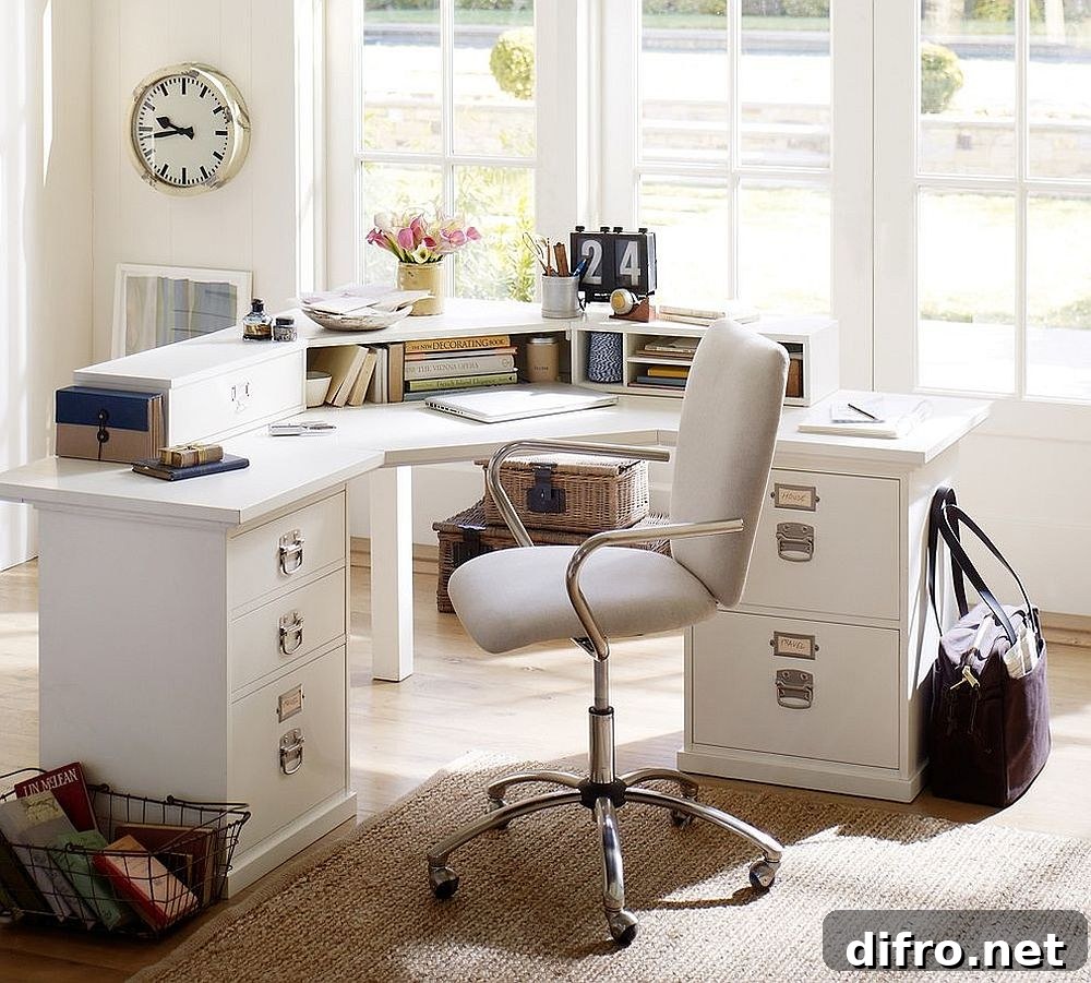 Create a gorgeous home office in white with decor from Pottery Barn