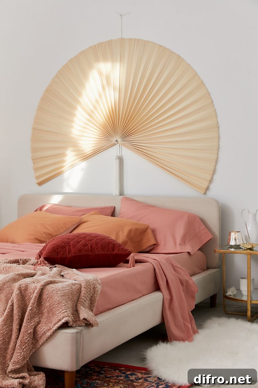 Fan headboard used as wall art