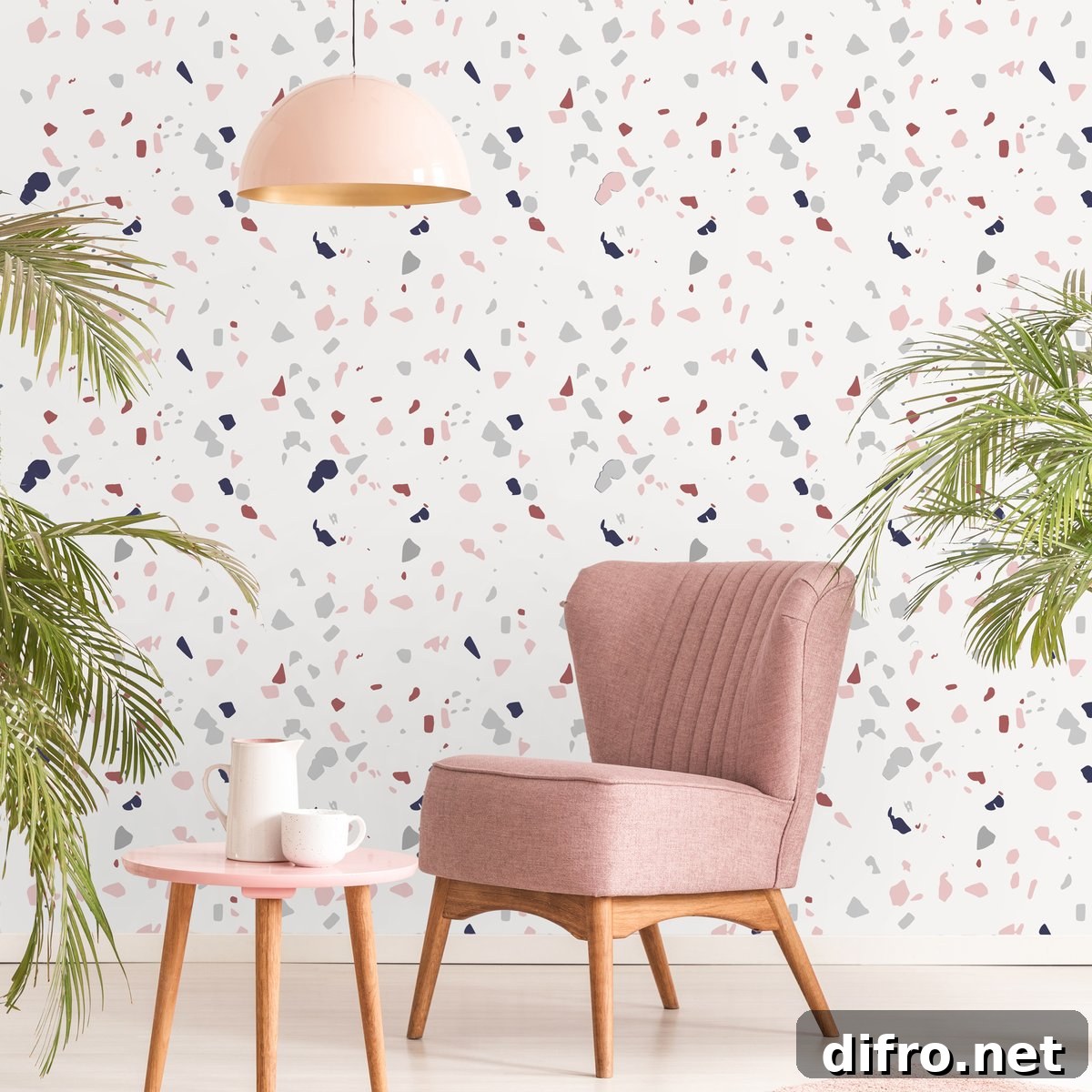 Terrazzo stenciled wall
