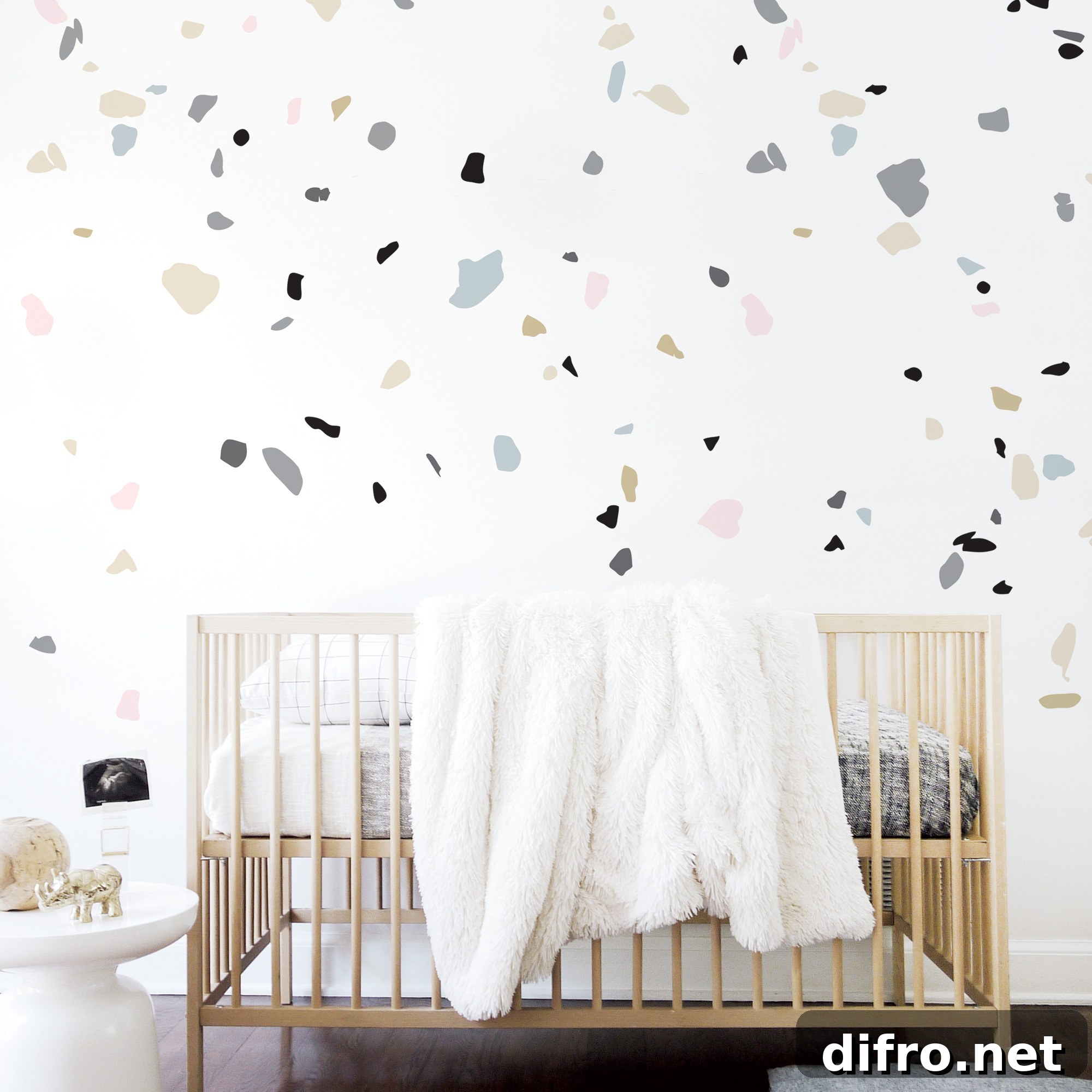 Nursery with terrazzo wall decals