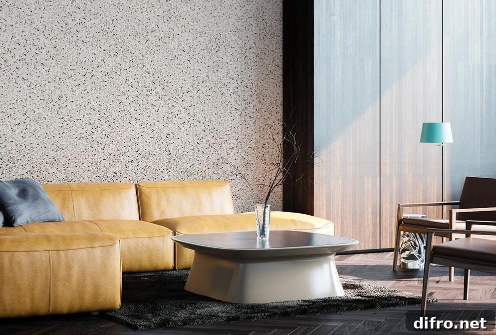Warm palette terrazzo wall panel