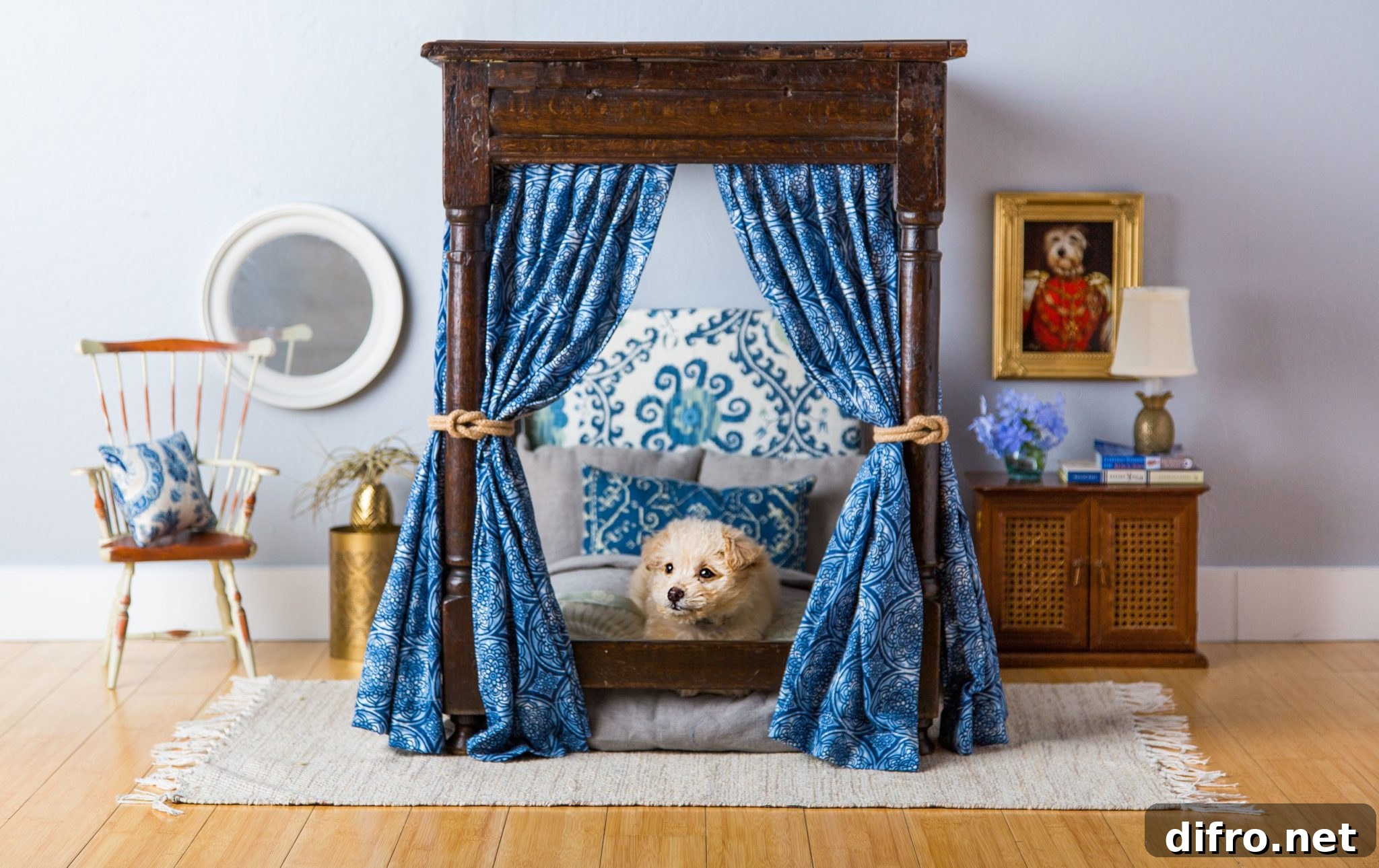 Four-poster dog bed