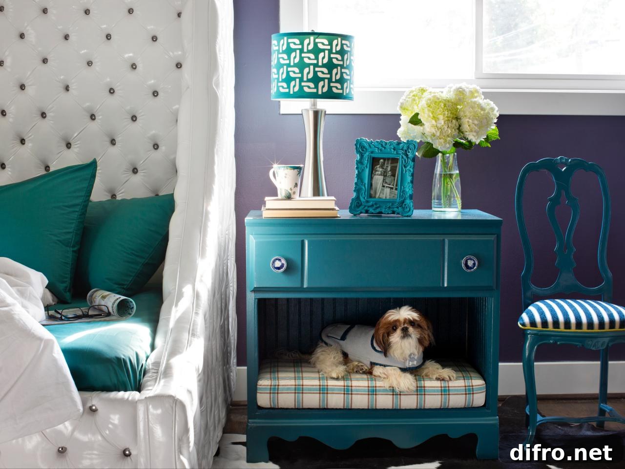 Bedside table turned dog nook