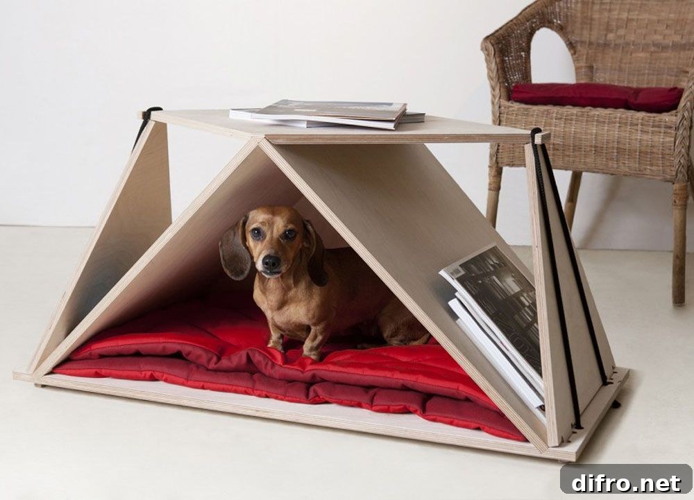 Contemporary coffee table with dog nook