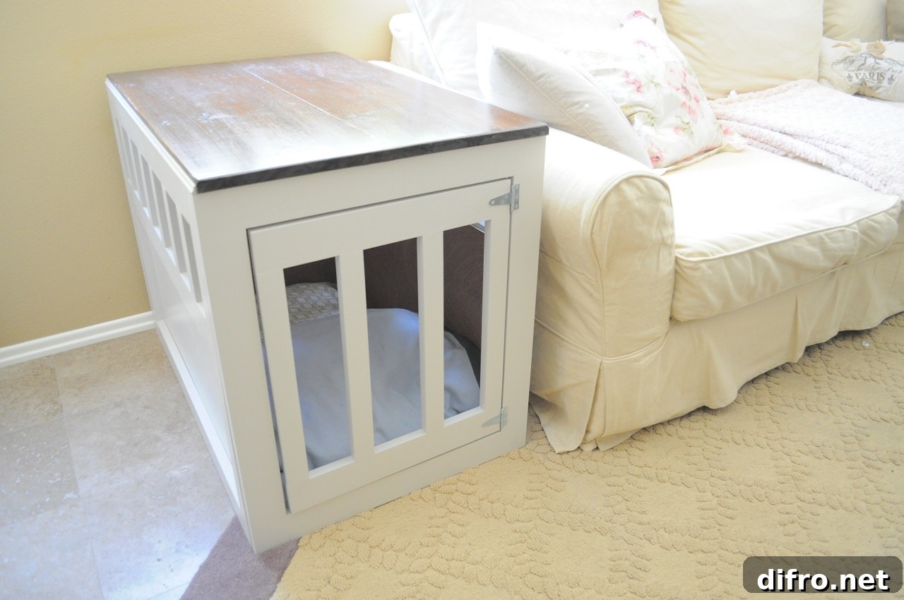 Simple white crate blends into living room