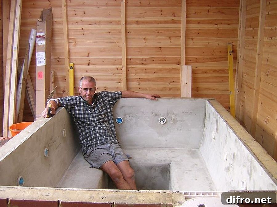 Concrete hot tub design