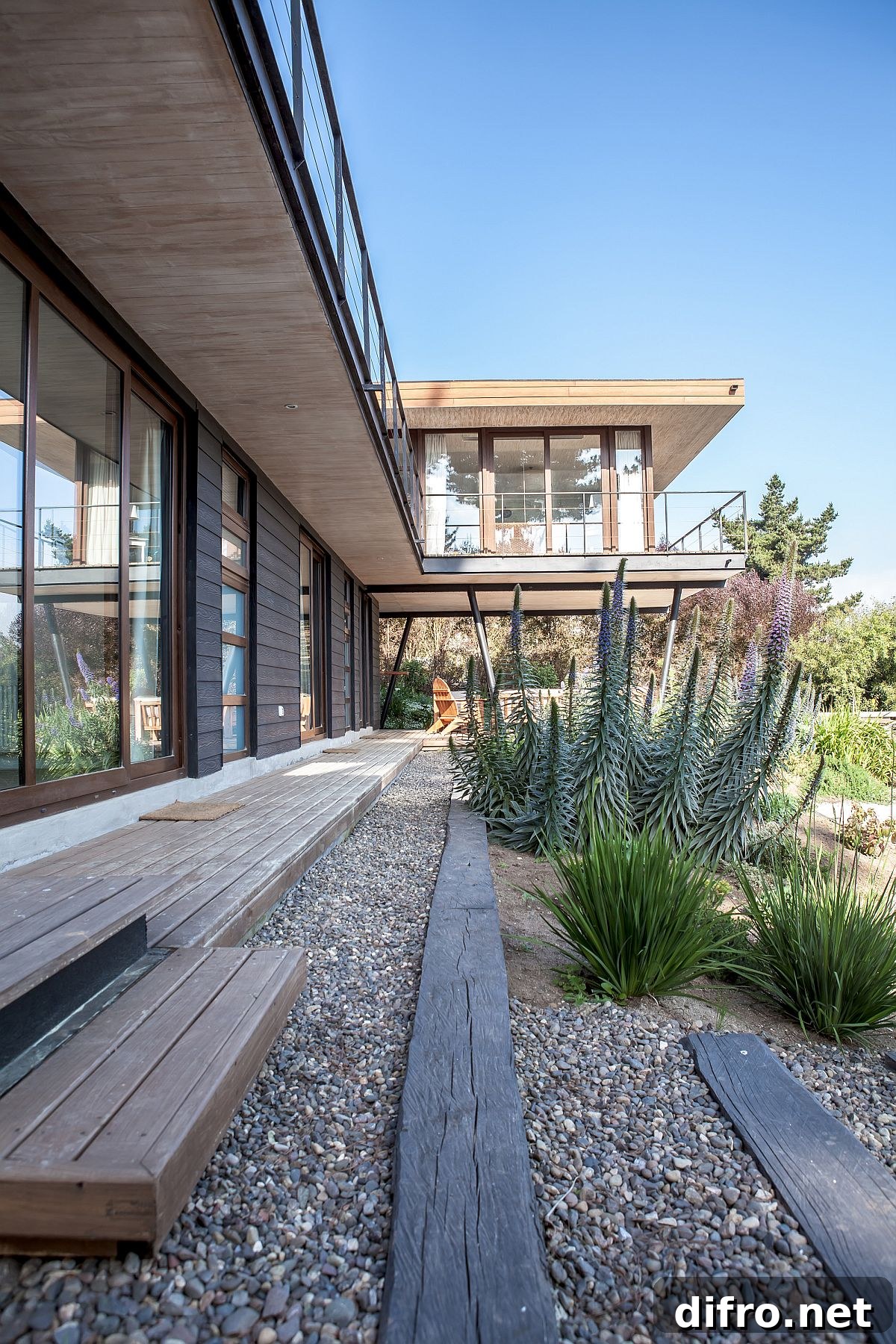 Exterior with pine wood panelling