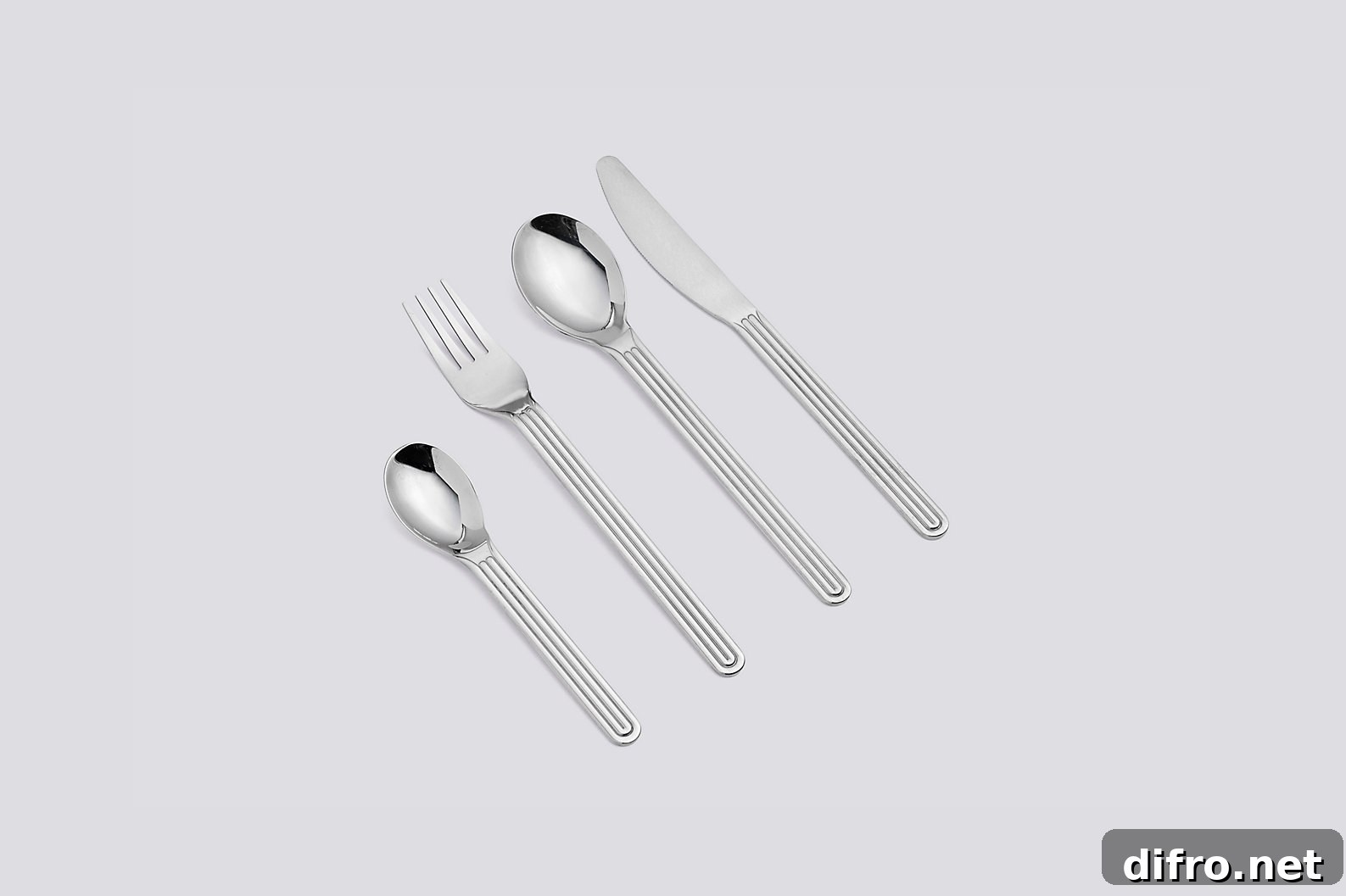 Stainless steel flatware with fluted handles by Hay