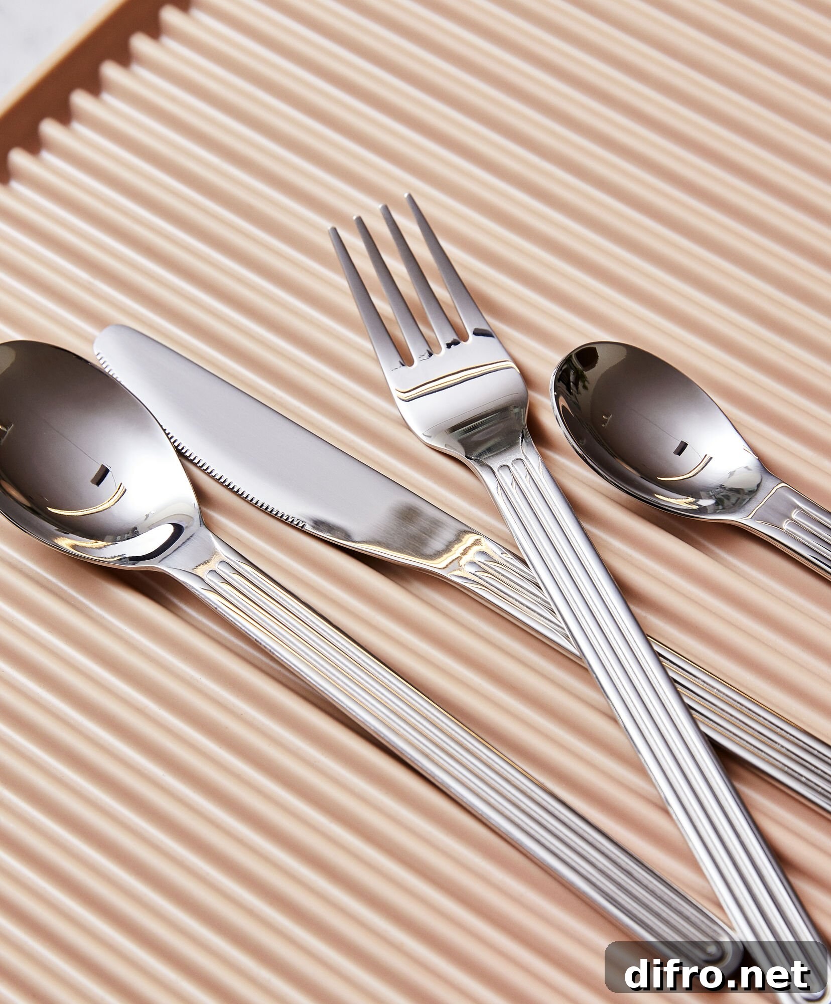 Stainless steel grooved flatware from Hay
