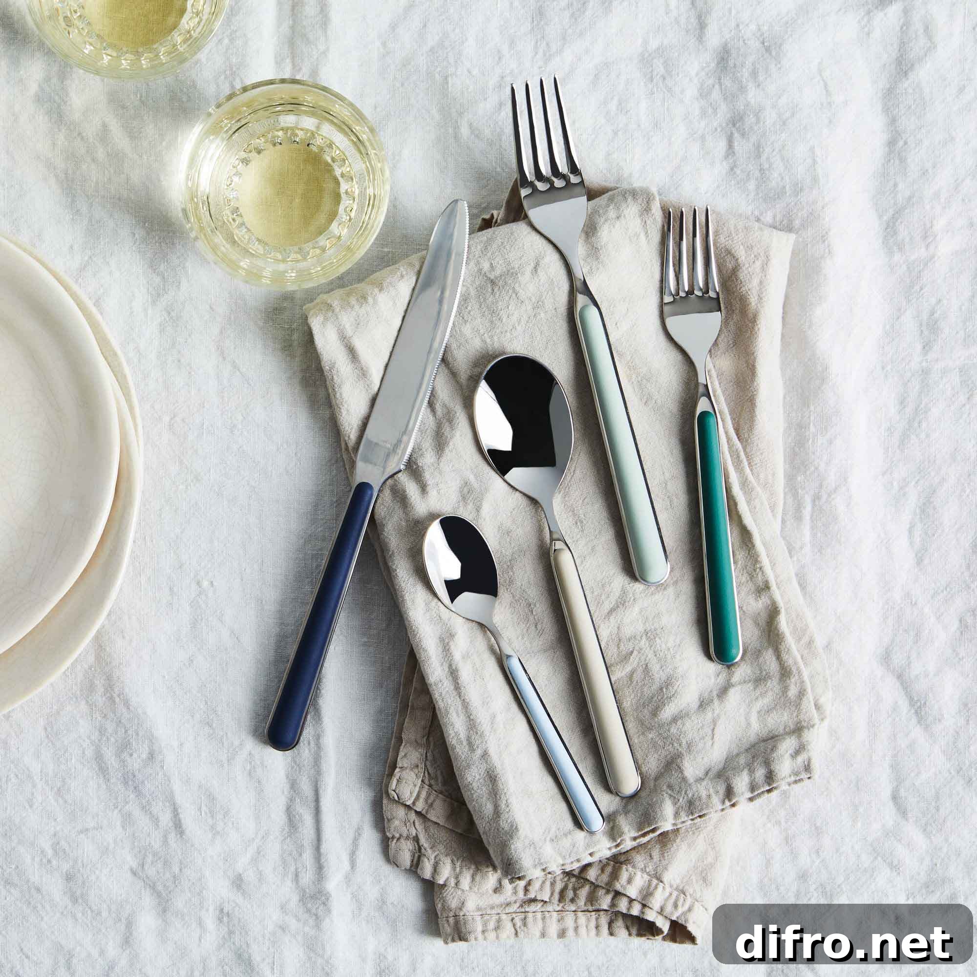 Italian flatware in a range of soft colors