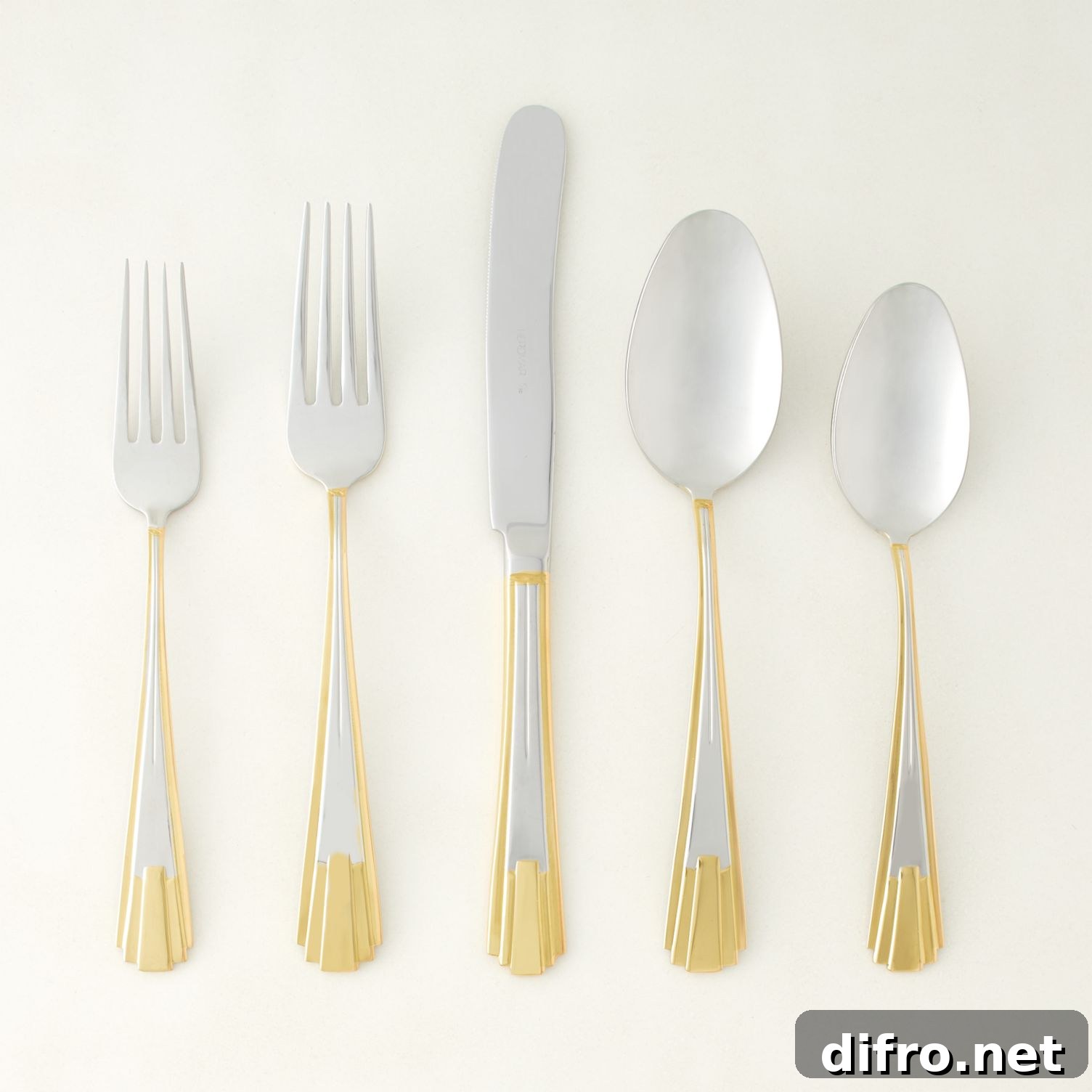 Deco-style flatware with gold detailing