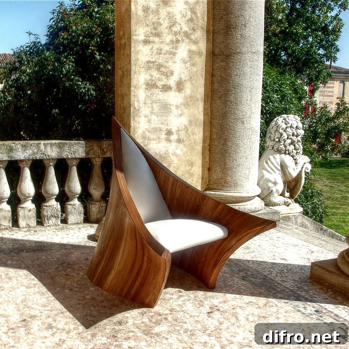 Sculptural New Medieval Armchair combining ancient and modern design
