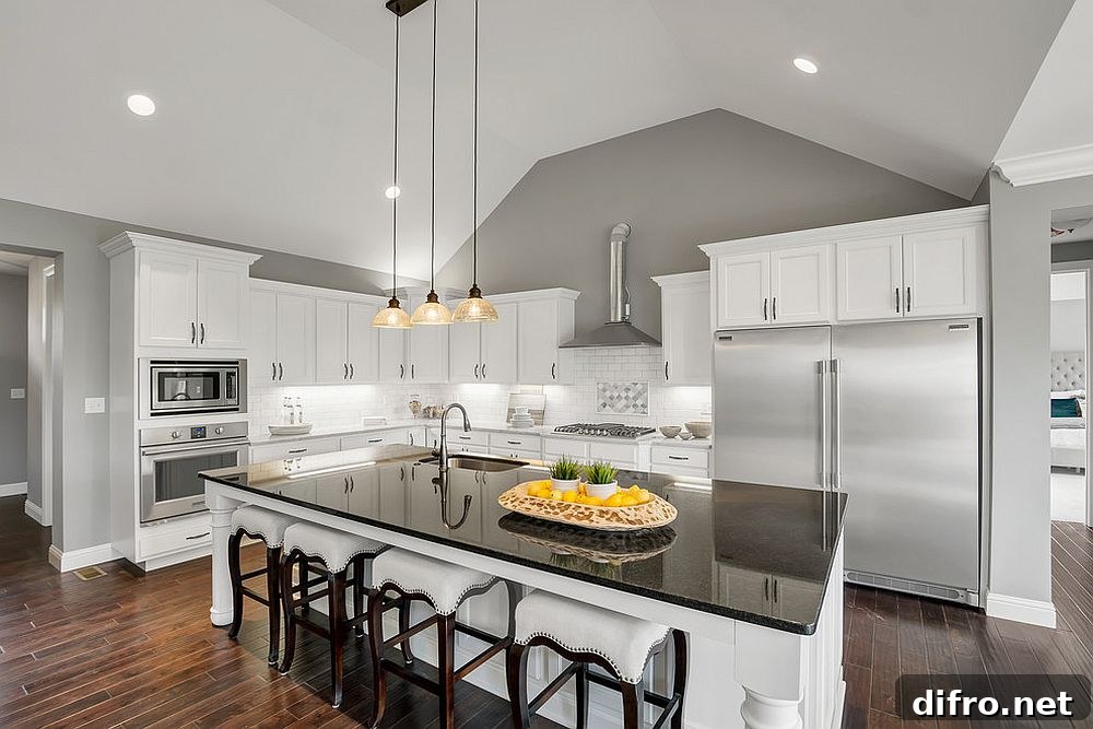 Modern kitchen in white with gray sections