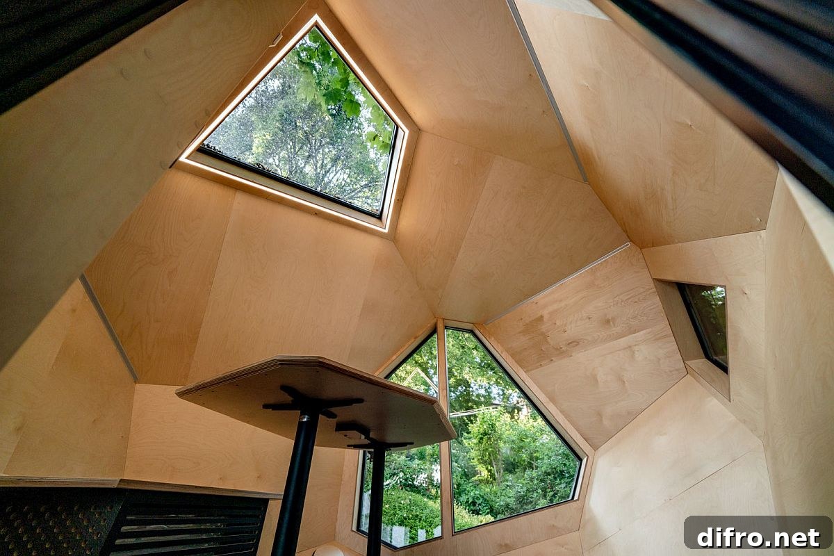 Skylight illuminating the cabin interior