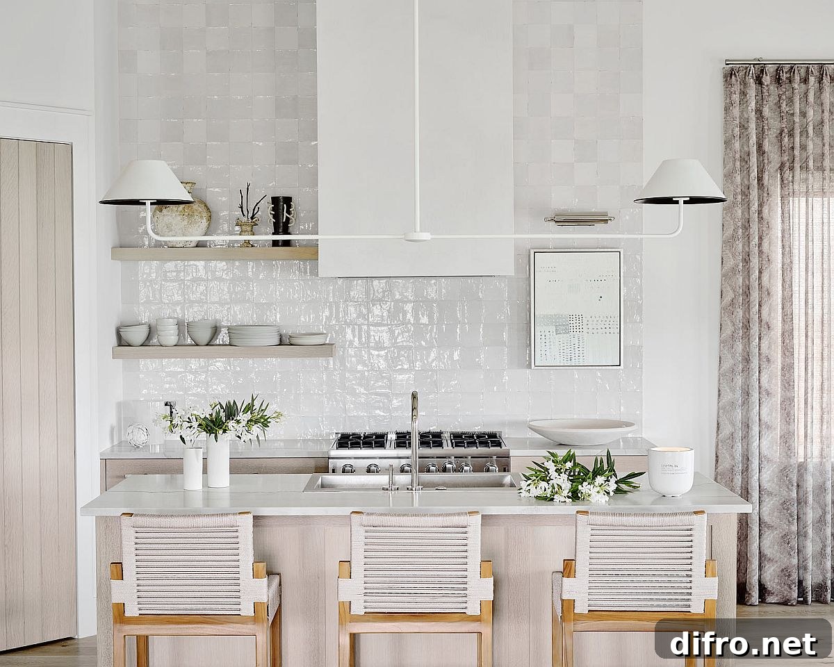 Fabulous monochromatic kitchen inside the beach bungalow
