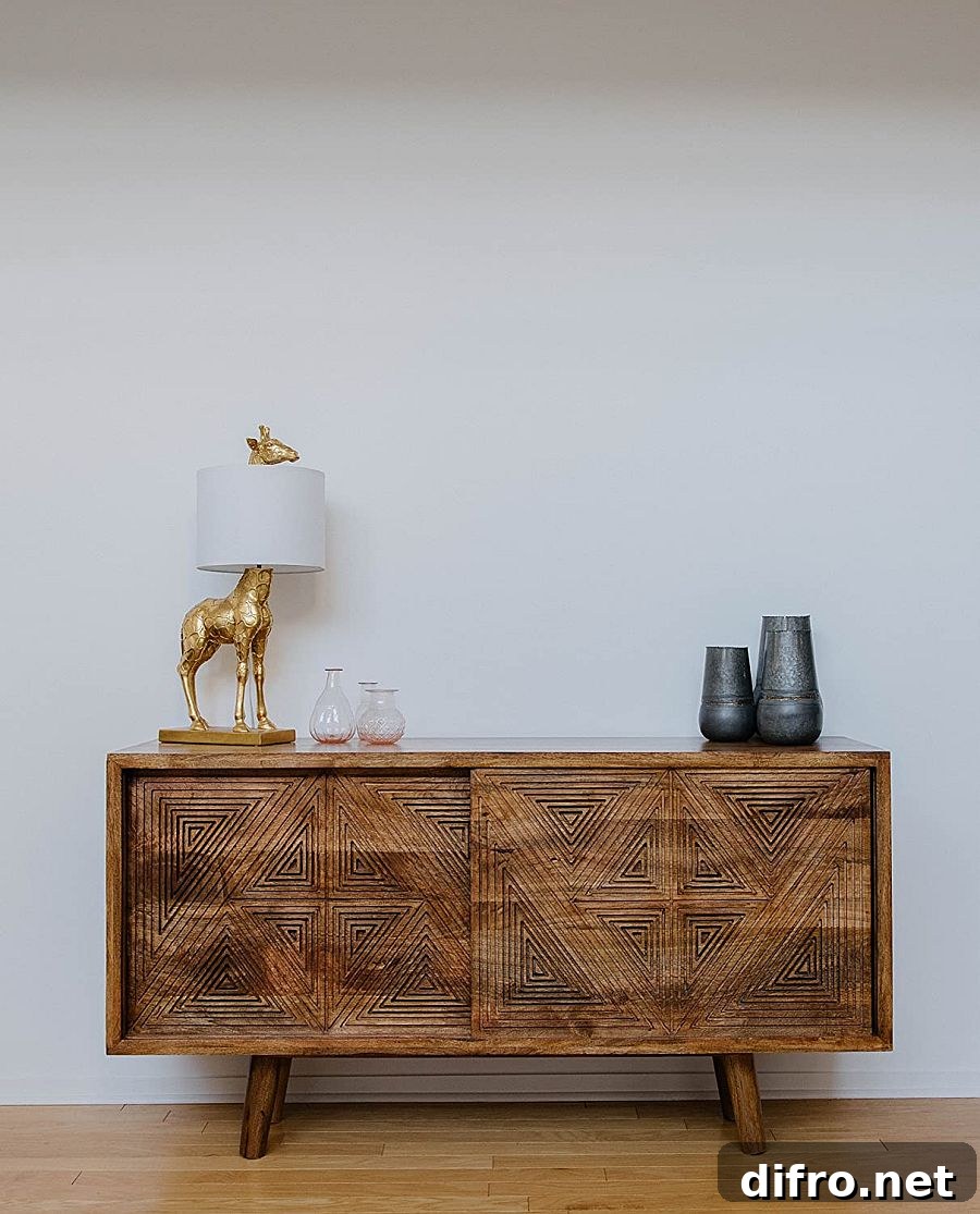 Harbaugh lamp on a mid-century side table