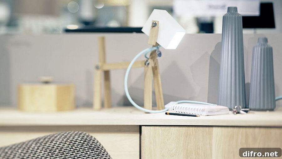 Wooden table lamp with LED lighting