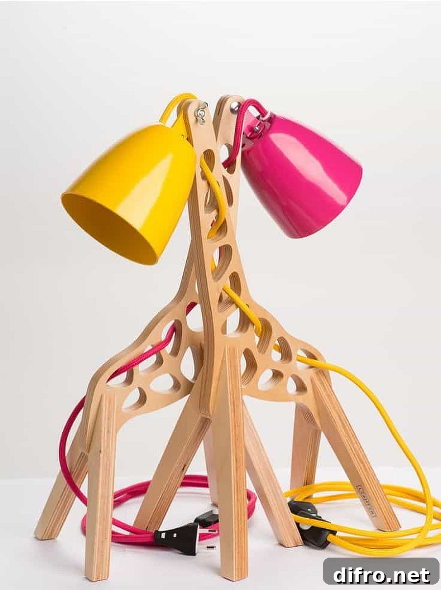 Colorful giraffe-shaped table lamp