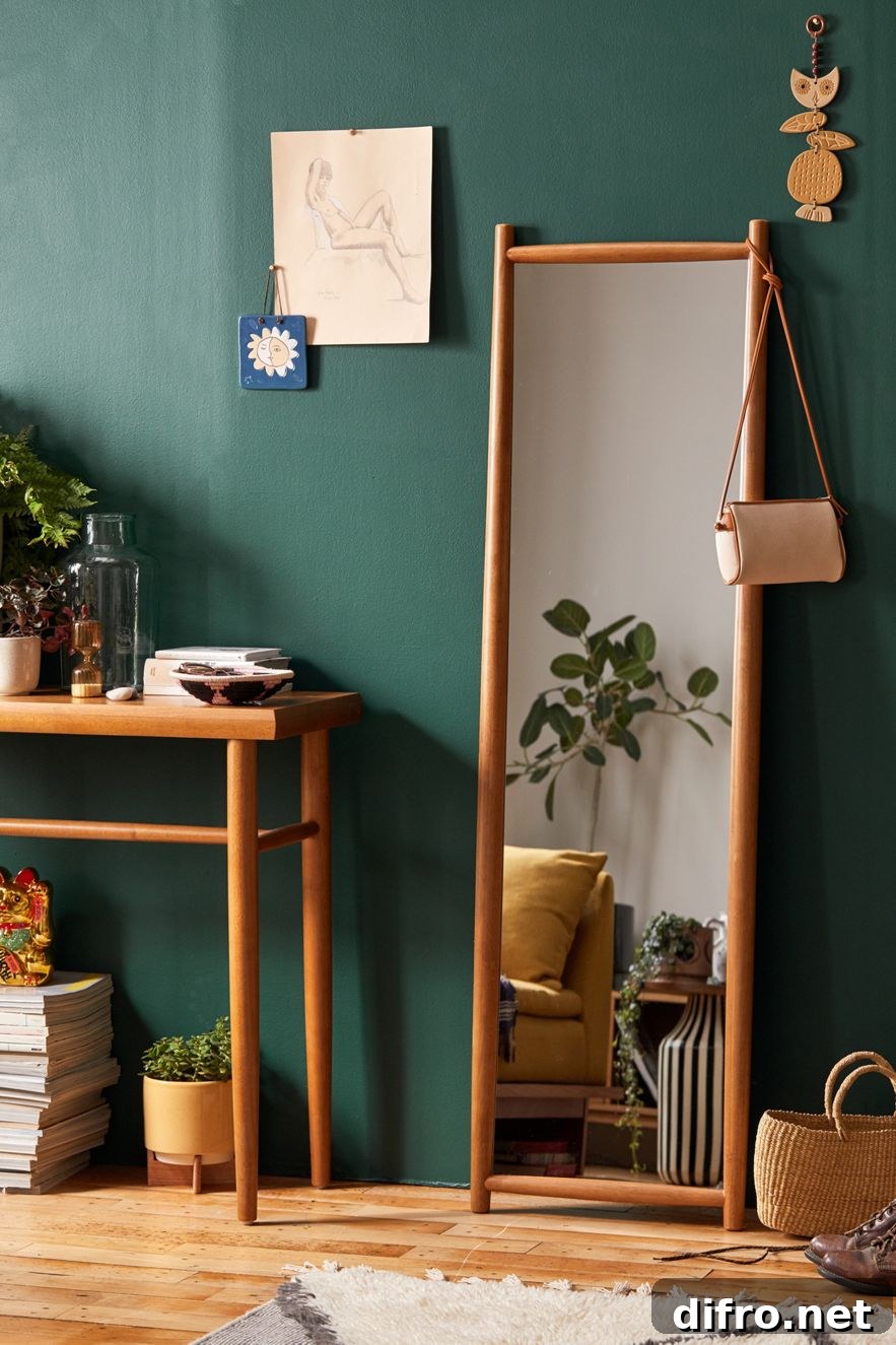 Full-length rubberwood mirror