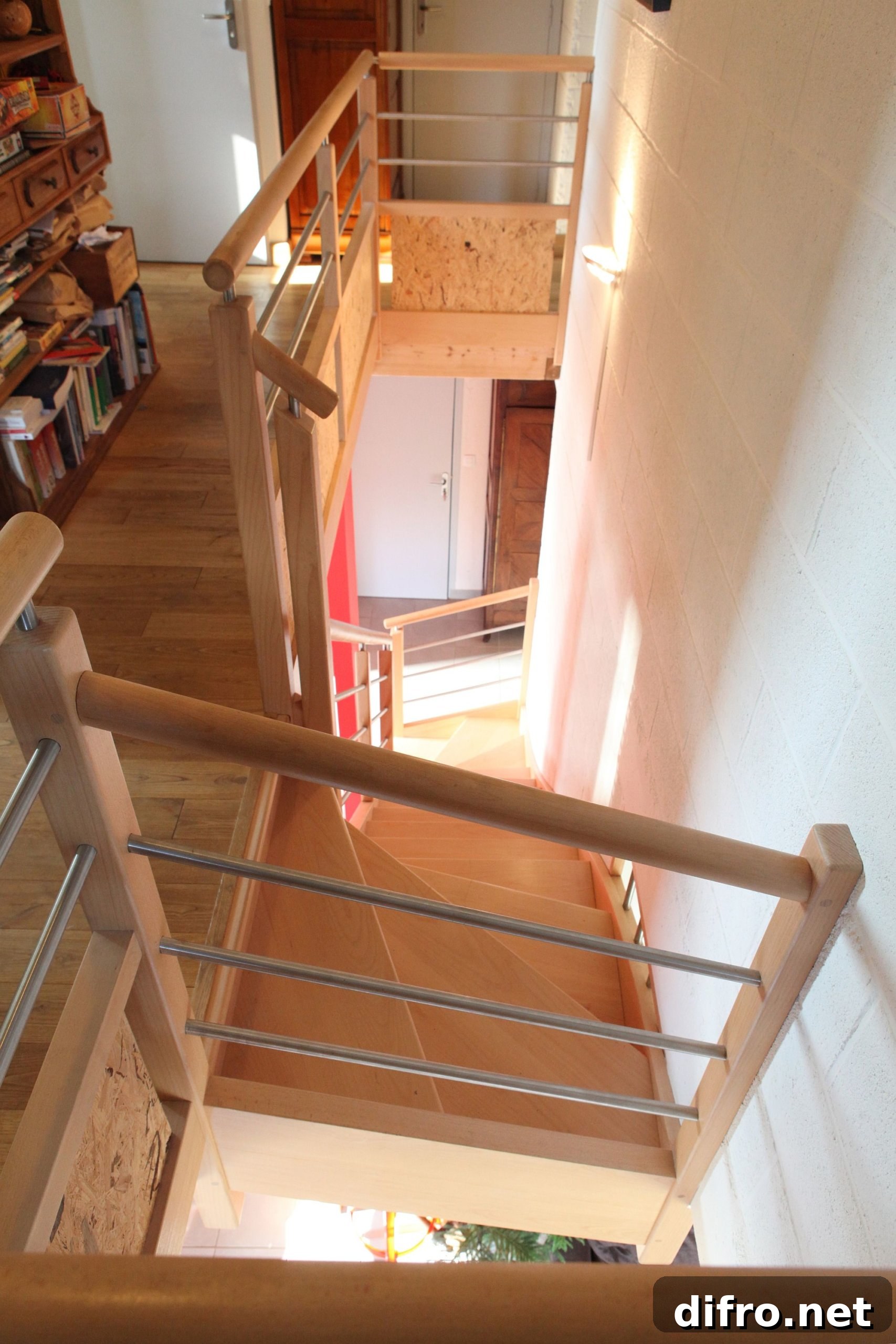 Interior staircase connecting different levels