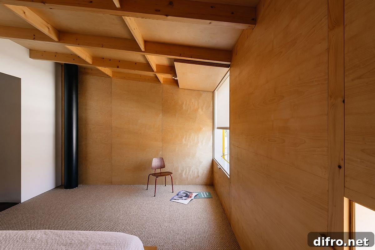 Wood-lined walls and ceiling