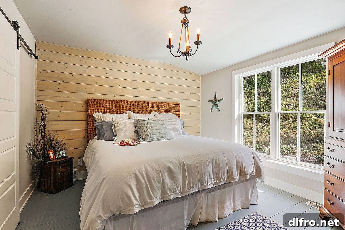 Gray painted wooden floor in a bedroom