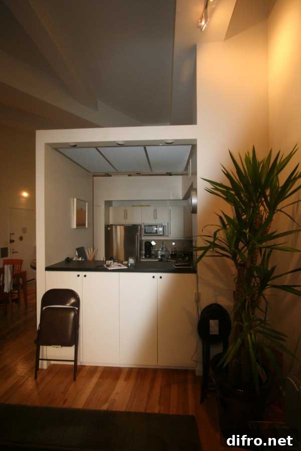 Before photo showing outdated finishes
