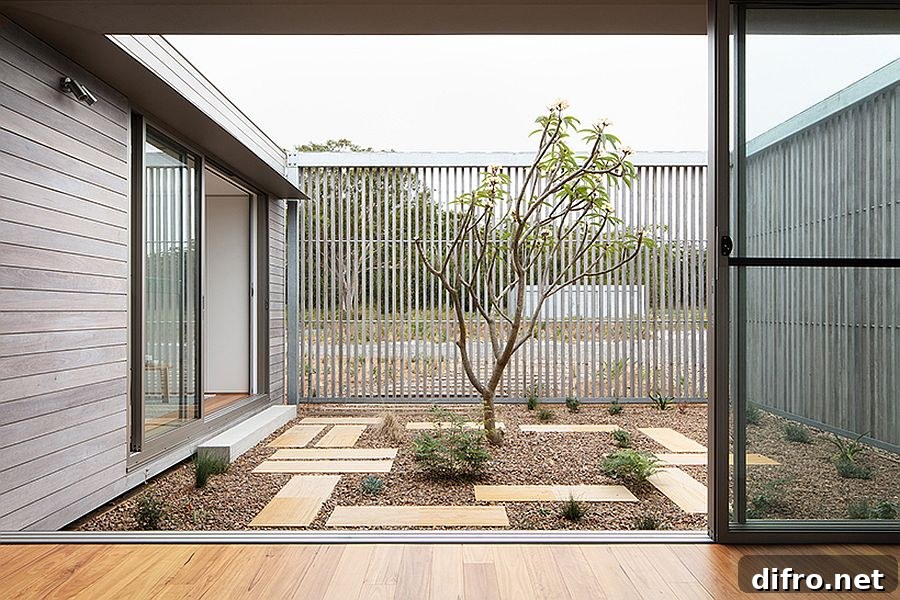 Interior courtyard of the house feels both open and still offers privacy at the same time