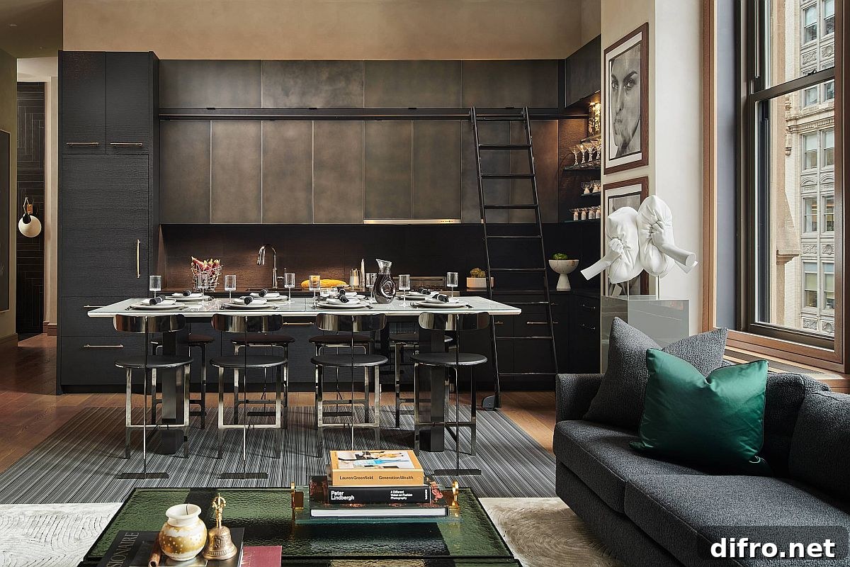 Modern industrial Manhattan kitchen