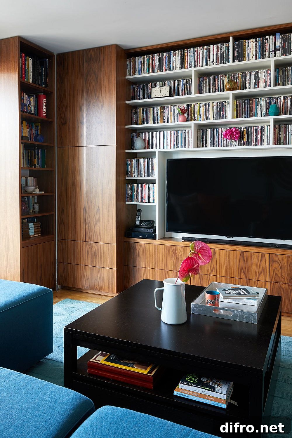 Bookshelf and media storage in the living room