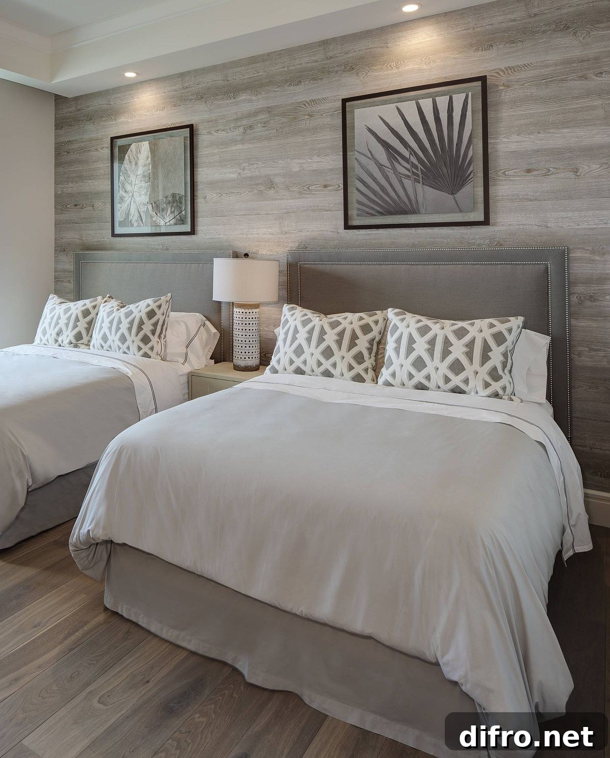 Wooden accent wall with gray tones