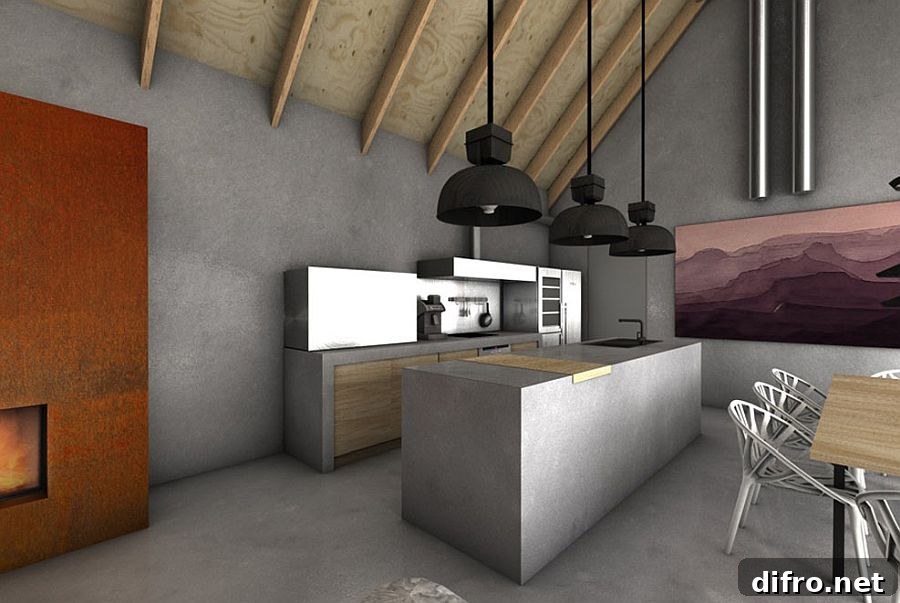 Black pendant lights above kitchen island