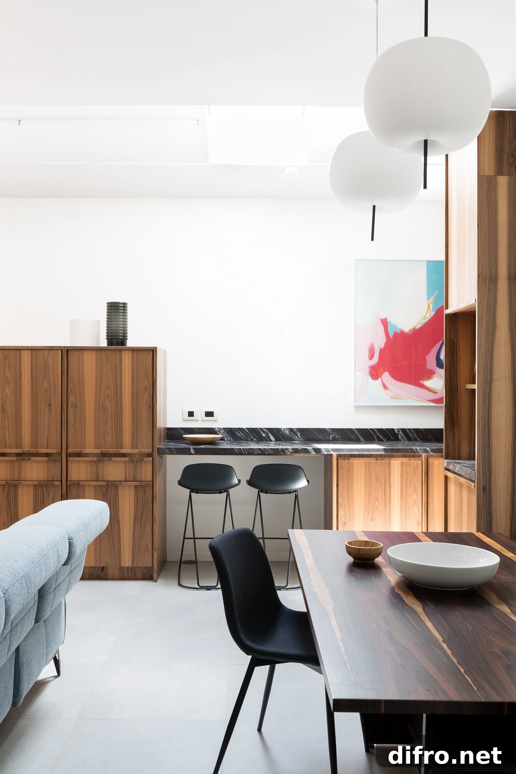 Bespoke wooden dining table beside the kitchen