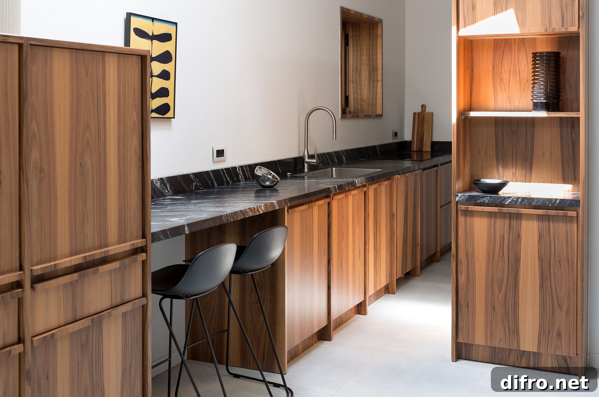 Modern wood and granite kitchen