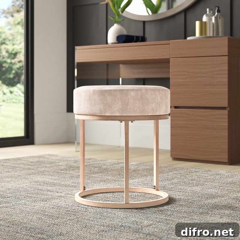 Modern streamlined vanity stool