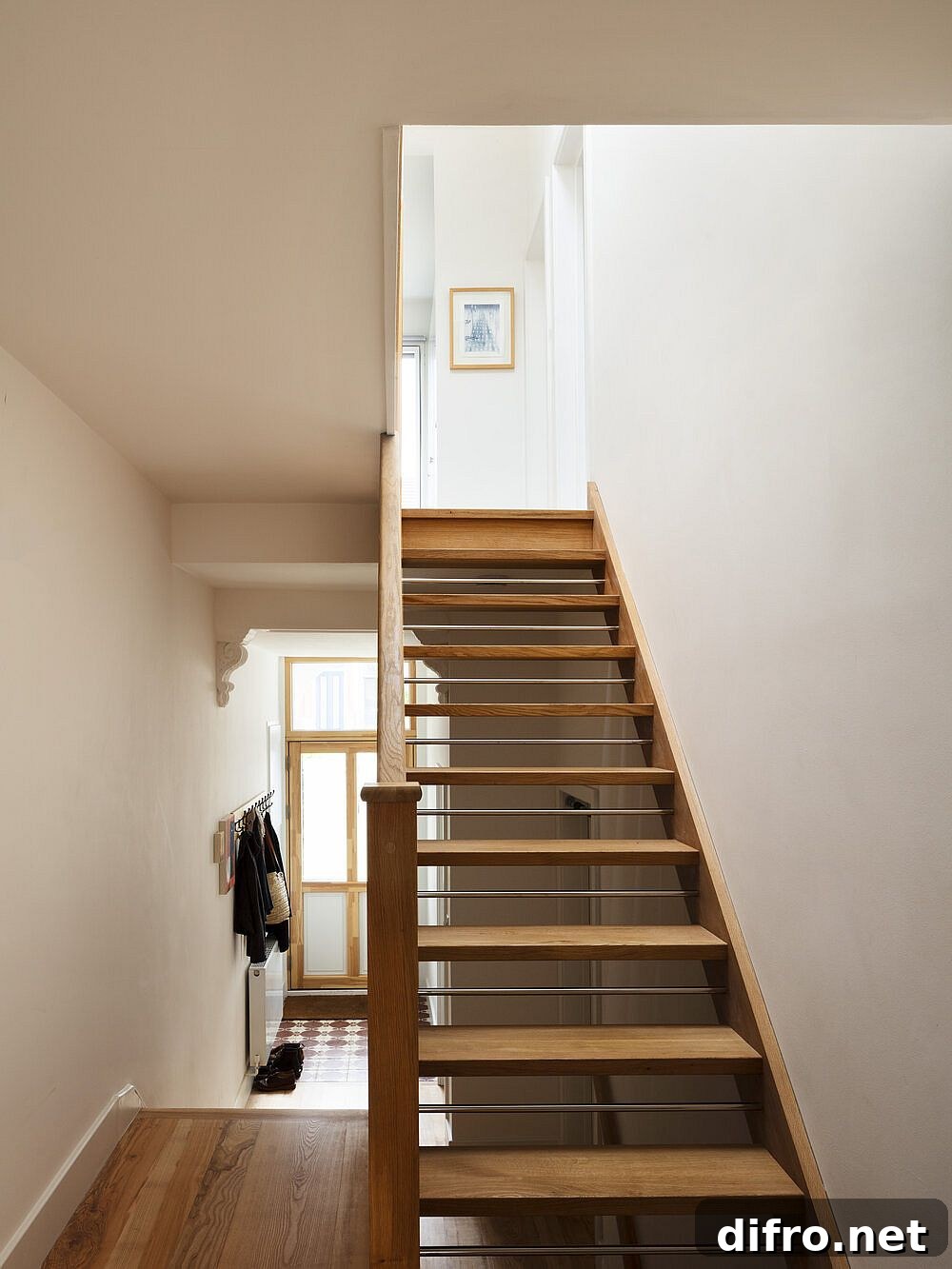 Open-tread timber staircase