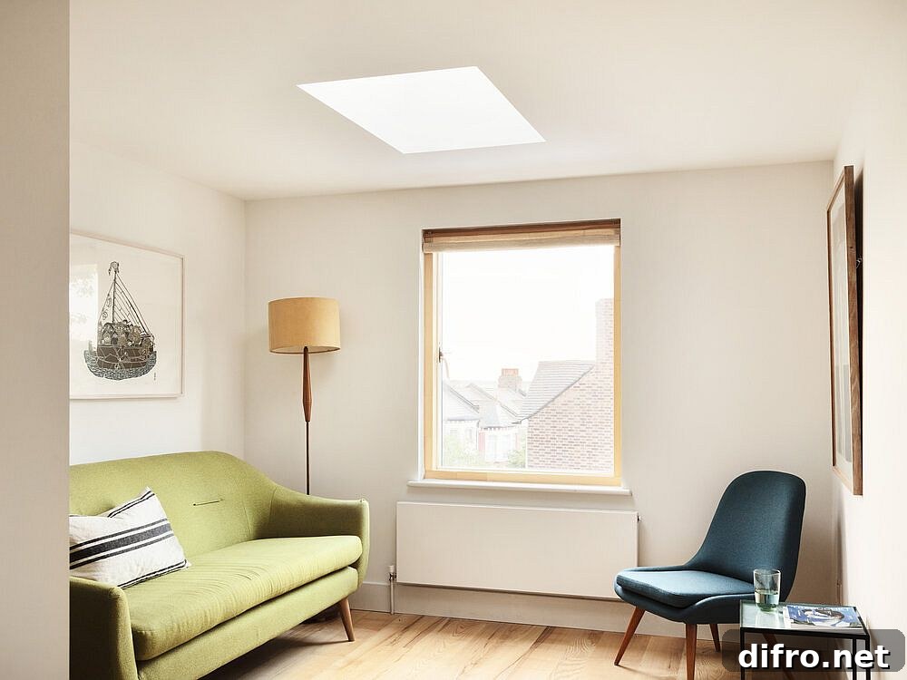 Modern sitting room on upper level