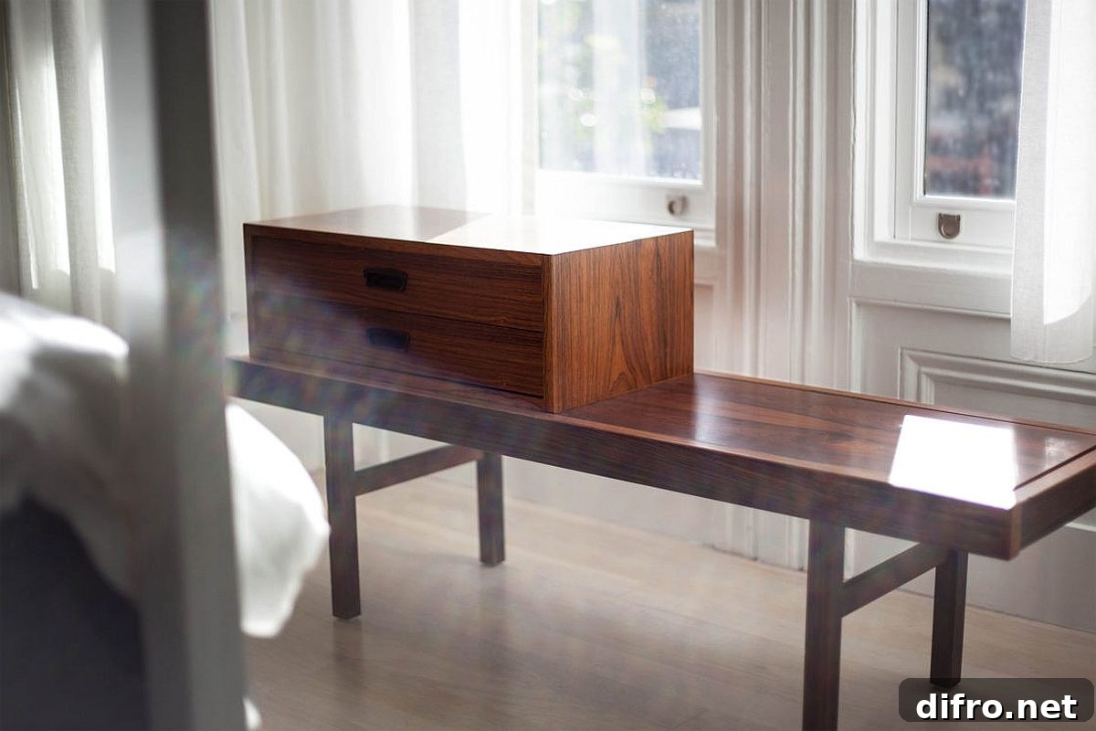 Custom cabinetry and heirloom furniture in the bedroom