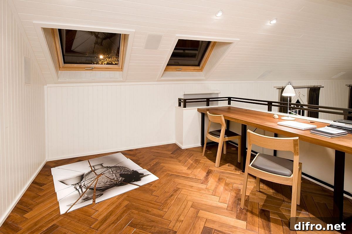 Upper level transformed into a spacious home workspace