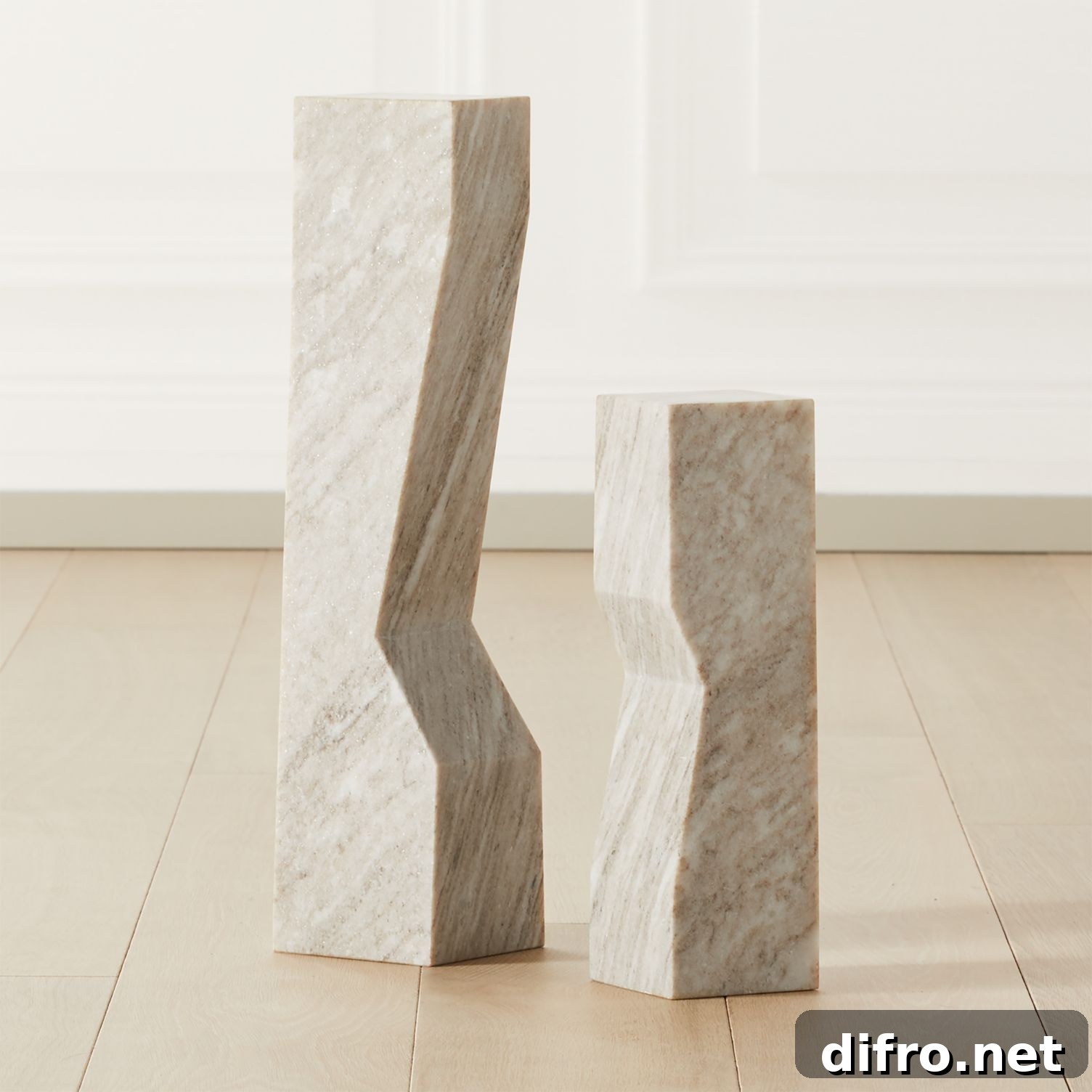 Angular marble sculpture pedestals