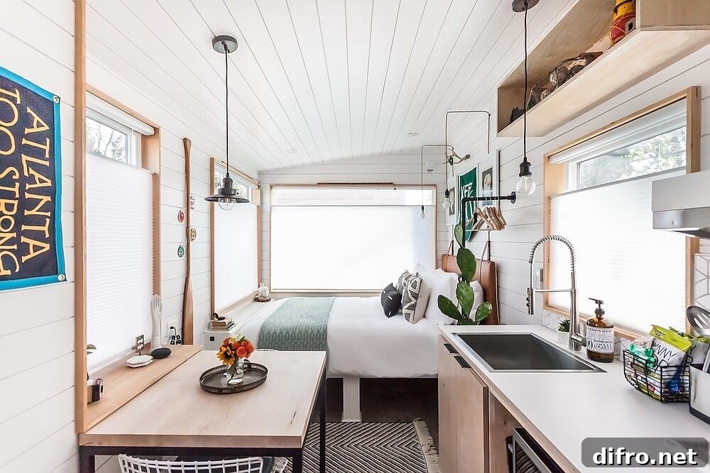 Tiny living area and bedroom