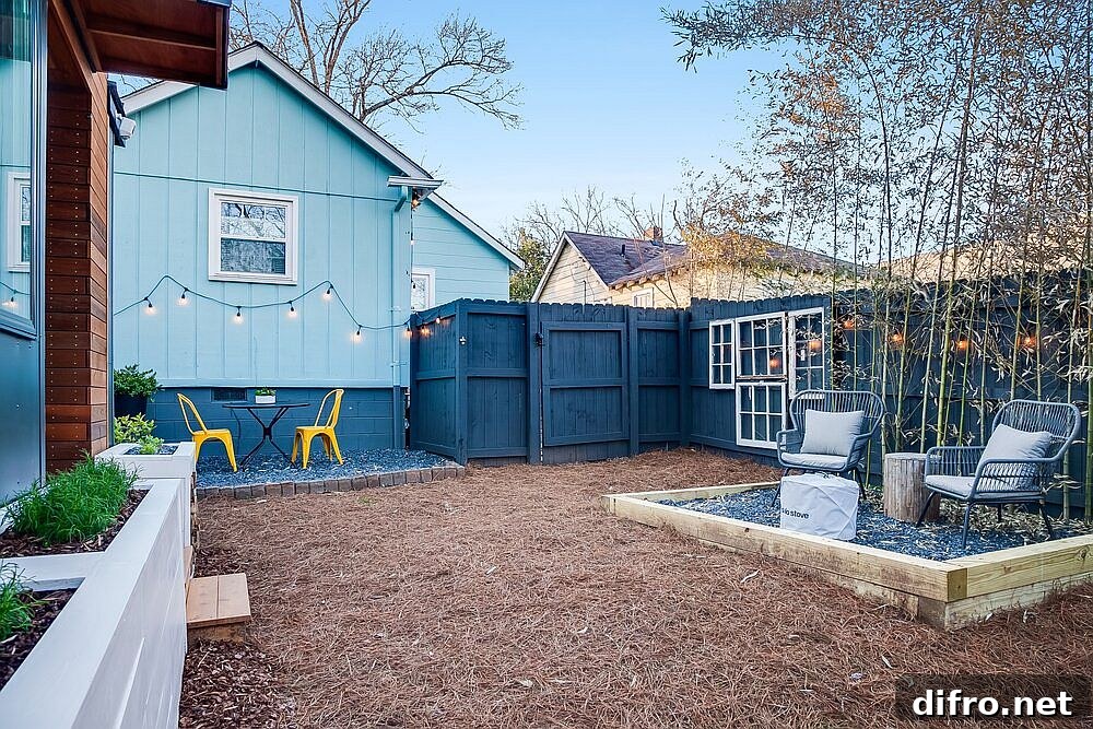 Private yard around the tiny house