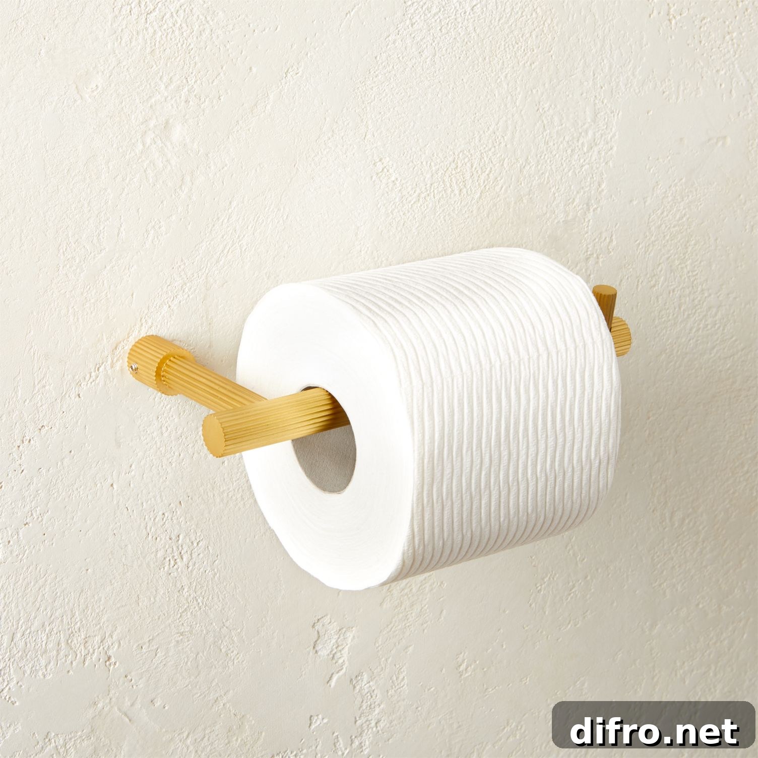 Ridged brass toilet paper holder