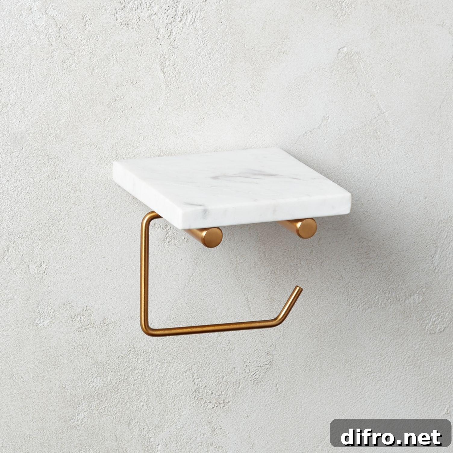Marble and brass toilet paper holder with shelf