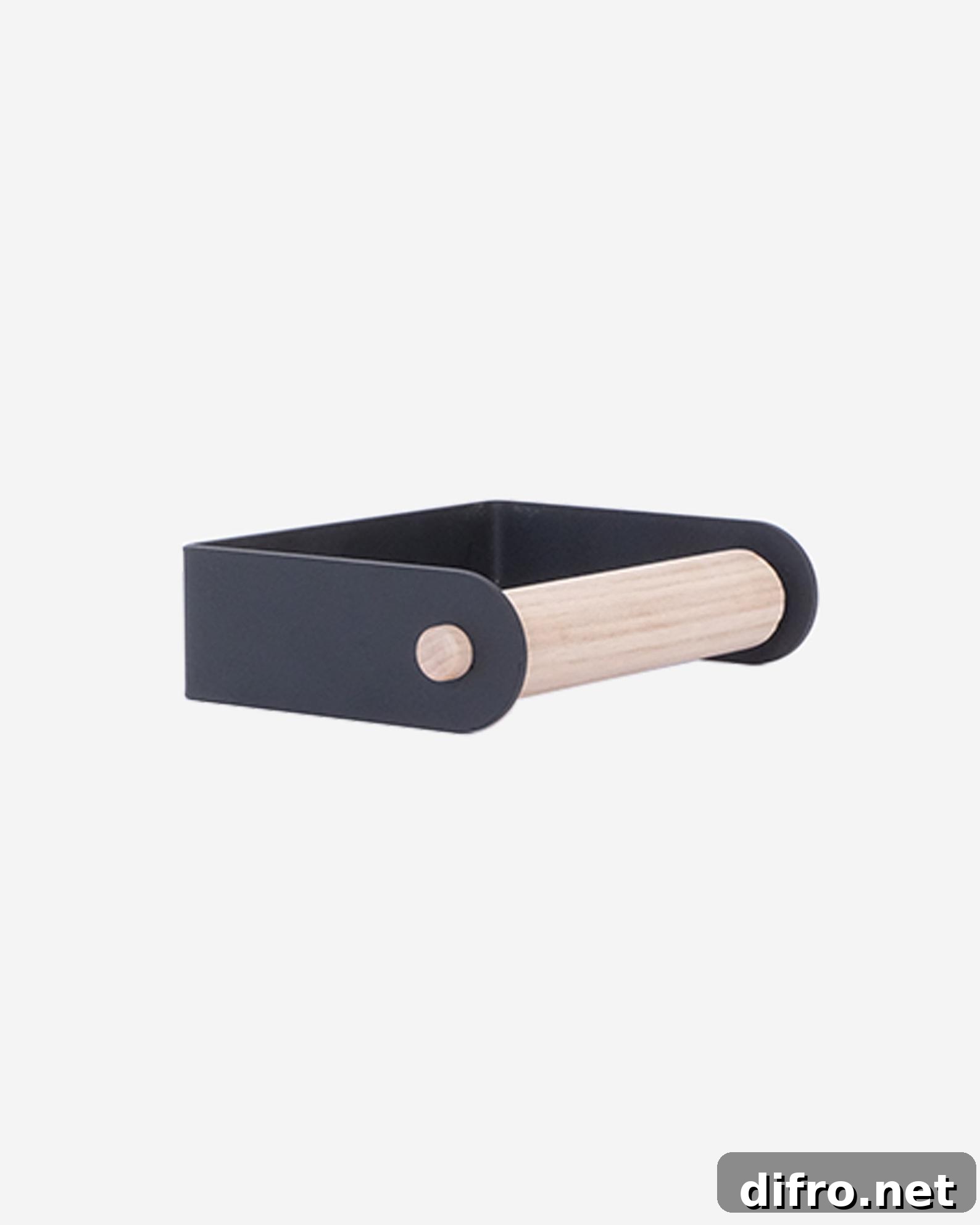 Black and wooden modern toilet paper holder