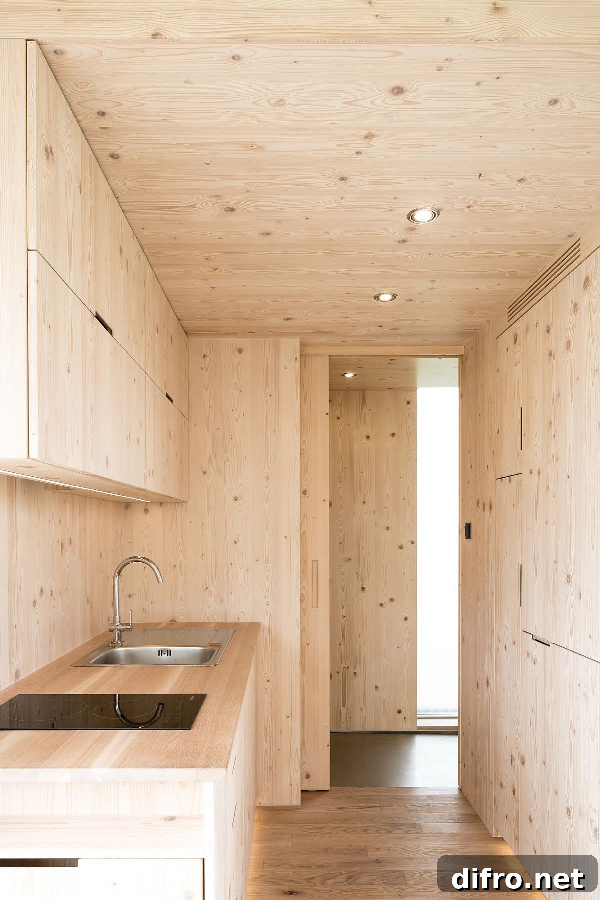 Light wood interior of Ark Shelter