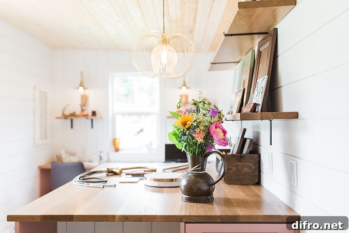 Craft zone in the home office for DIY projects