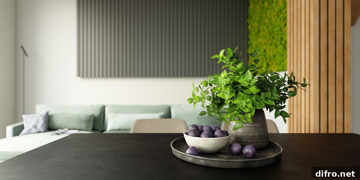 Minimal dining table decor with a small indoor plant
