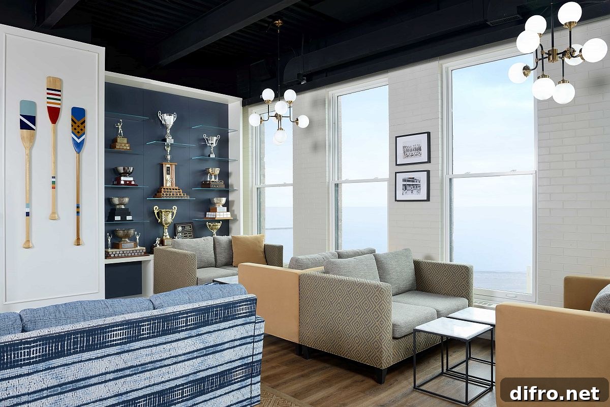 Various seating areas inside the members lounge